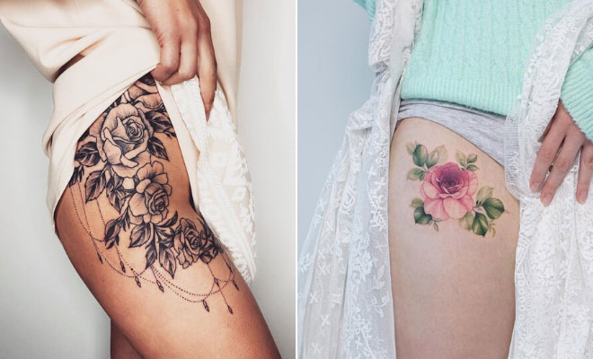 23 Best Rose Thigh Tattoo Ideas for Women - StayGlam
