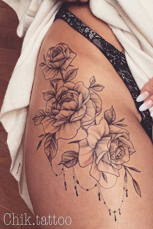 Roses and Charms Tattoo Idea