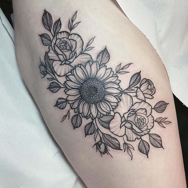 Roses and Sunflowers