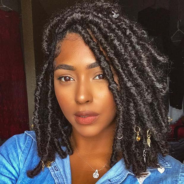 Side Part Locs with Charms