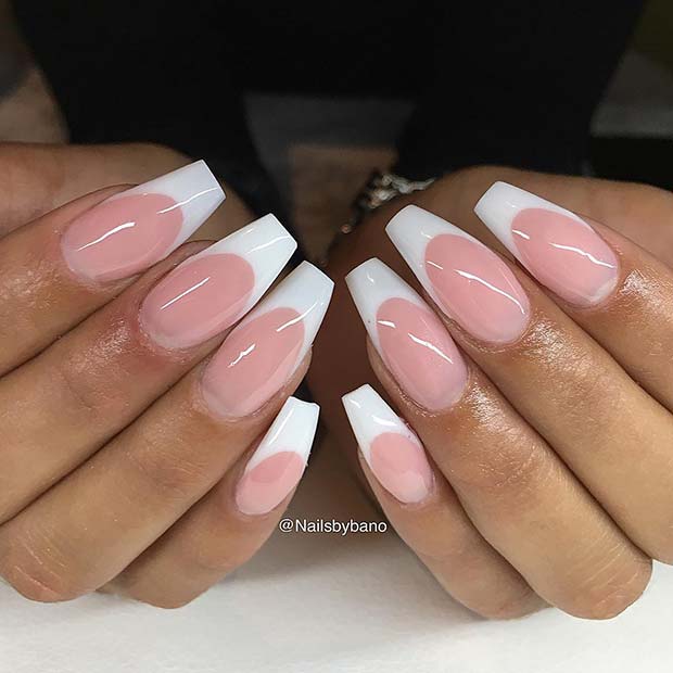 Simple French Tip Coffin Nails