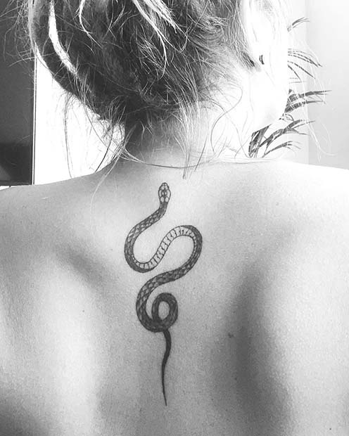 Small Snake Back Tattoo