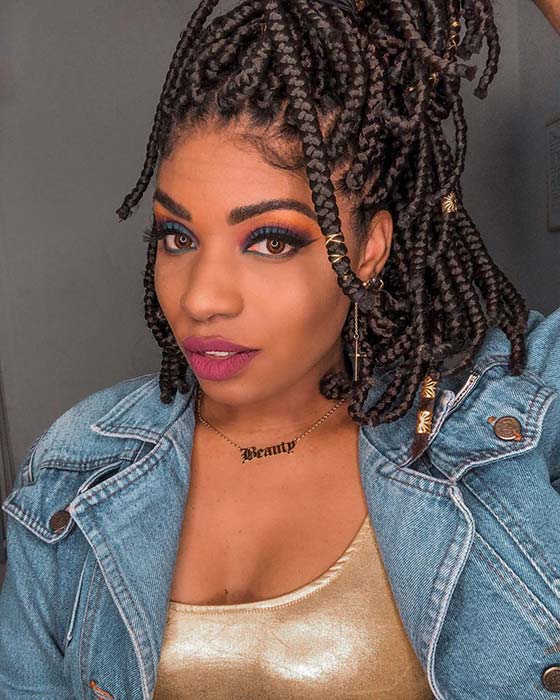 Stylish Short Box Braids Updo