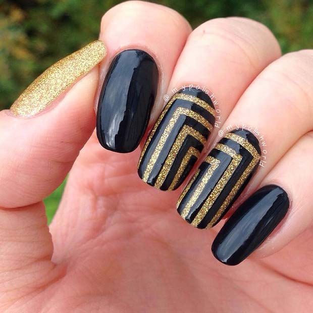 Black and Gold Mani