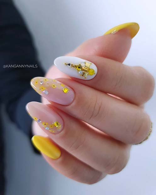 Bright and Glam Yellow Nails