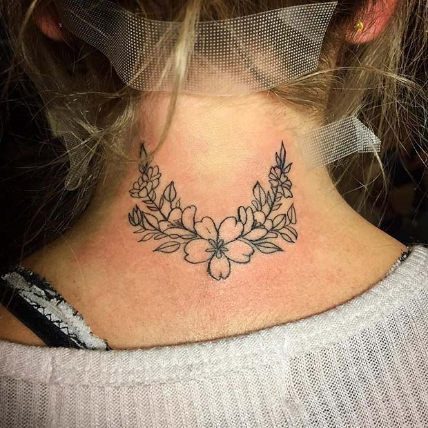 Neck Watercolor Flower tattoo at theYou.com