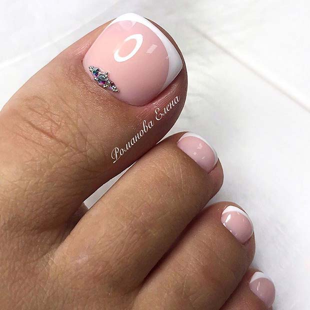 French Pedi with Subtle Sparkle