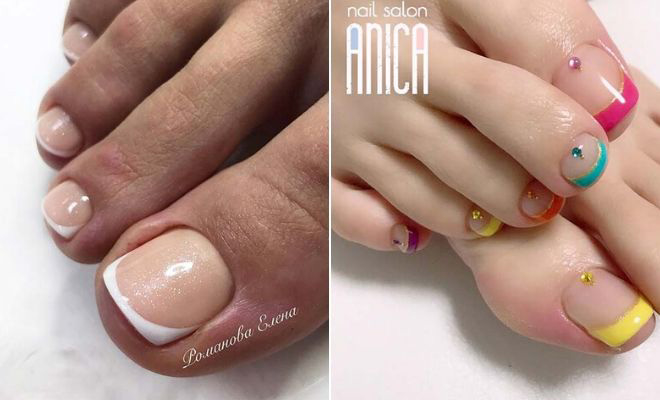 french pedicure with design