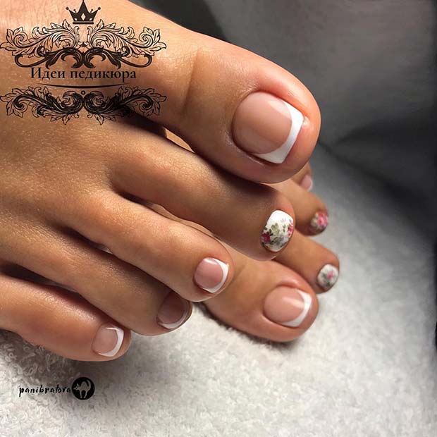 French Tips with Floral Art