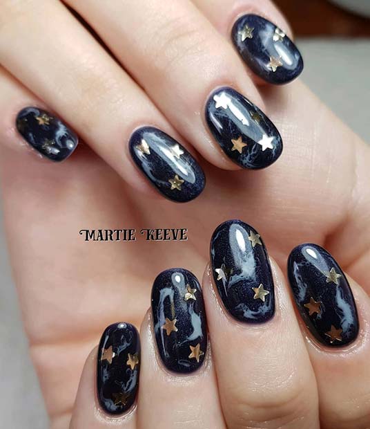 Galaxy Nails with Stars