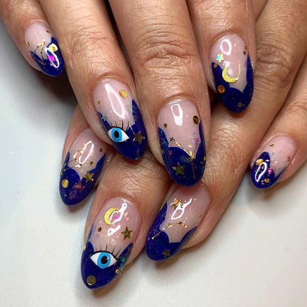 Galaxy Tips with Stars and Moon