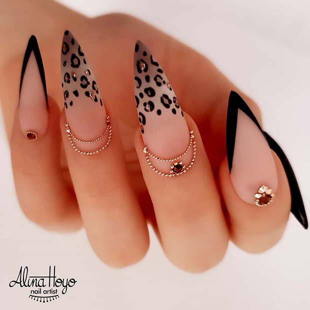 Glam Leopard Stiletto Nails
