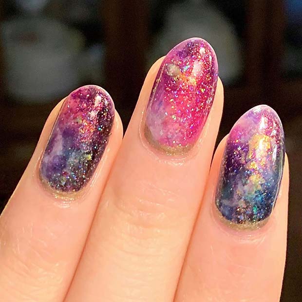 Glittery Galaxy Nails