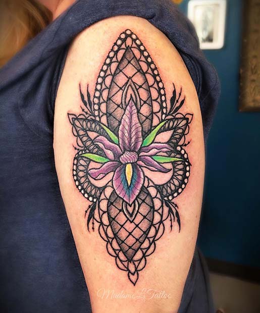 Iris and Lace Tattoo Design