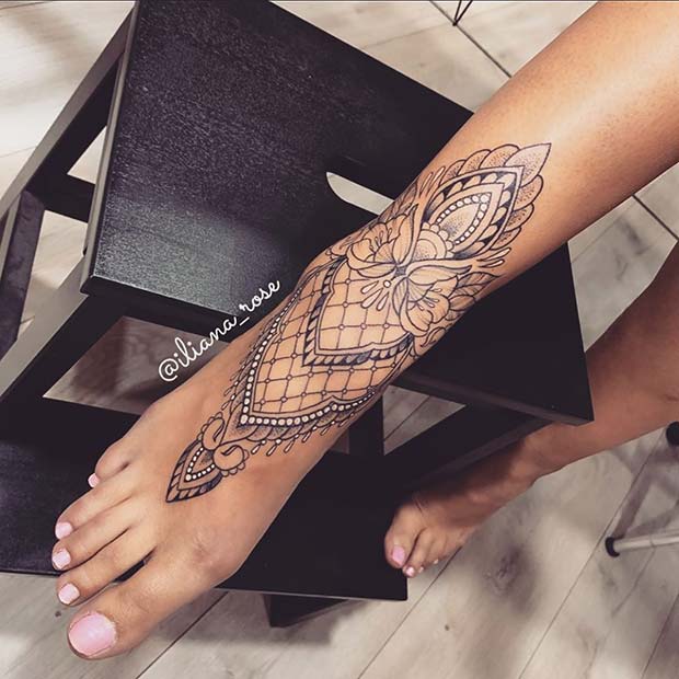 Lace Foot Tattoo