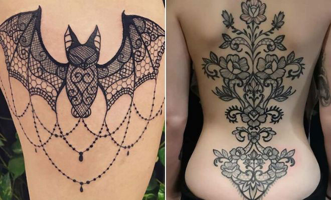 Lace Bow and Diamonds Tattoo Design Idea