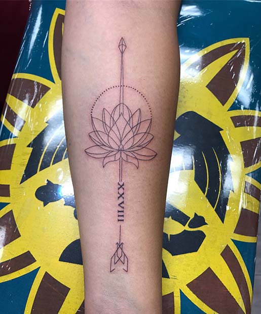 Lotus and Arrow Tattoo Design