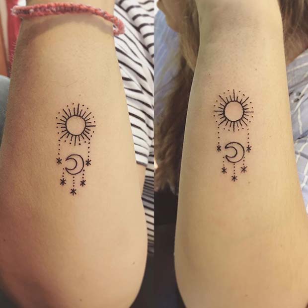 Matching Sun and Moon Tattoos for BFFs