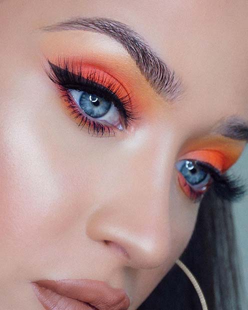 Neon Orange with Classic Black Eyeliner
