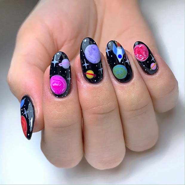 Cute Planet Nail Design