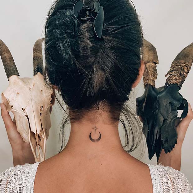 Back Neck Tattoo Of A Woman Stock Photo  Download Image Now  Tattoo  Women Neck  iStock