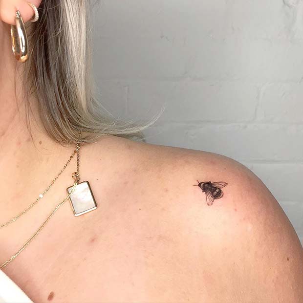 Small Shoulder Bee Tattoo