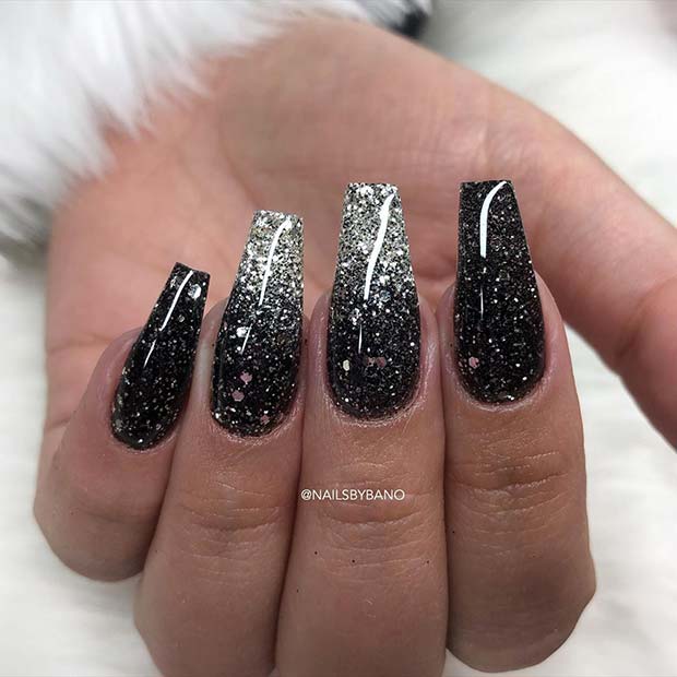 Black and Silver Coffin Nails