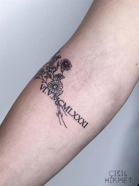 Trendy Tattoo Design with Flowers