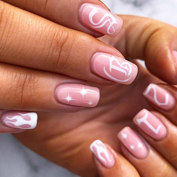 Trendy Mani with Initials and Age