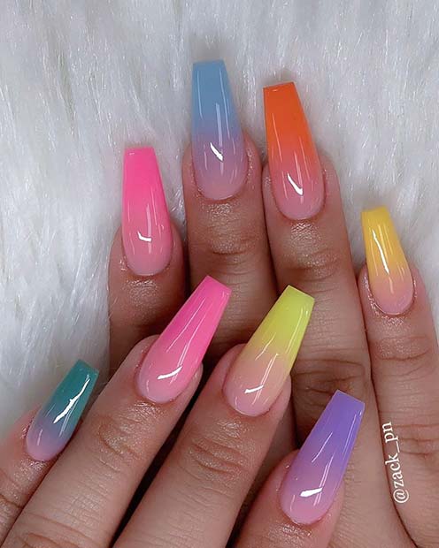 Vibrant Ombre Colorful Nails