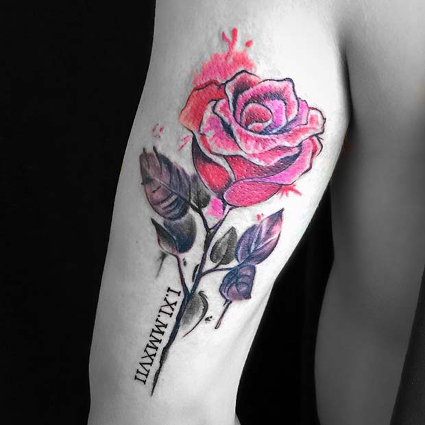 Watercolor Rose Tattoo Design 