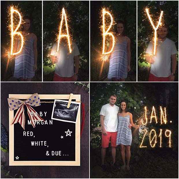 4th of July Pregnancy Announcement with Sparklers