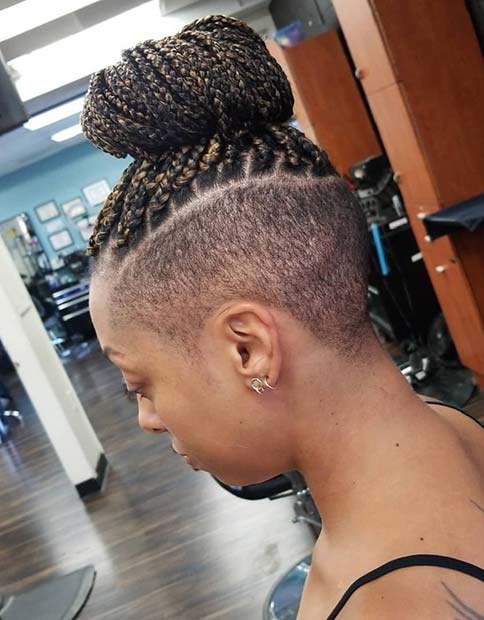 Bold Braided Bun with Shaved Sides