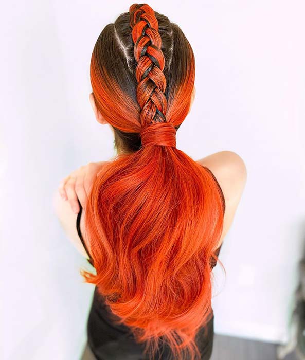 Bright Orange Ombre on Long Hair