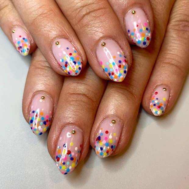 Colorful Polka Dot Nails 