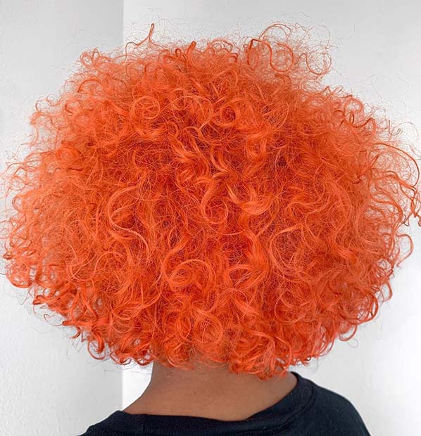 Curly Neon Orange Hairstyle