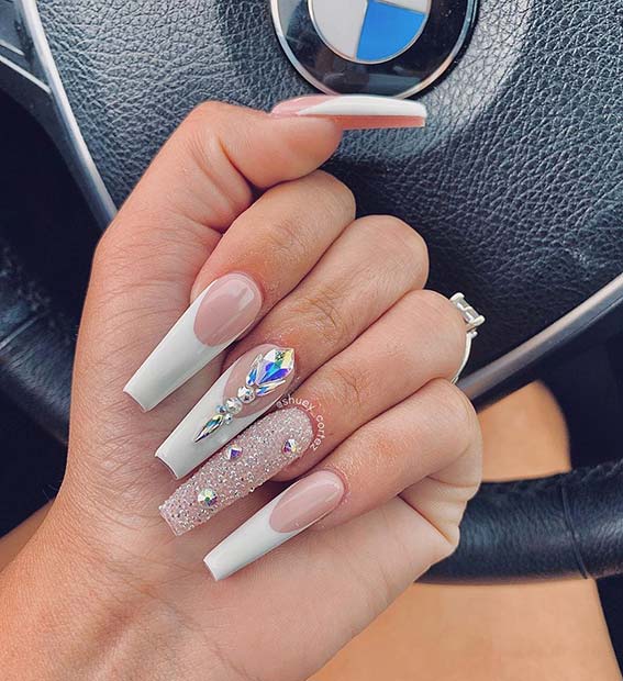 Featured image of post Coffin White Tip Nails Long / See more ideas about nails, nail designs, gorgeous nails.