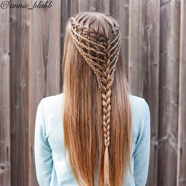 41 Pretty Half Up, Half Down Braid Hairstyles to DIY - Page 4 of 4 ...