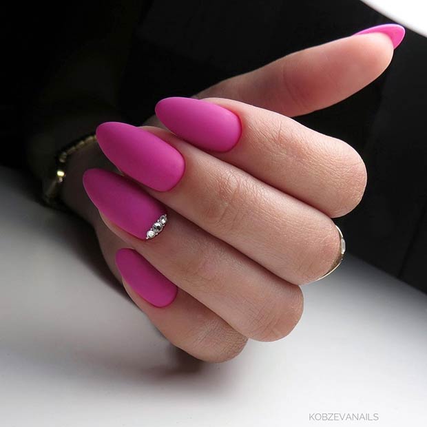 Matte Pink Oval Nails