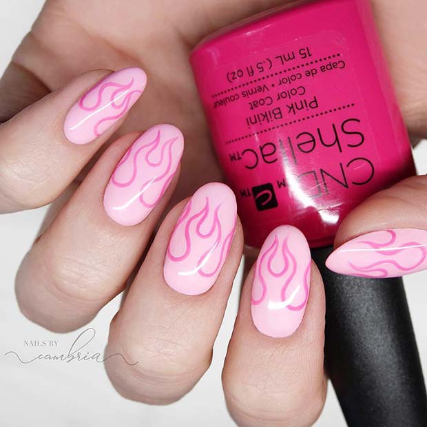 Pink Flame Nail Design