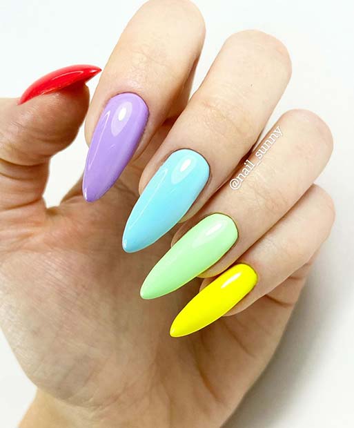 Rainbow Stiletto Nails