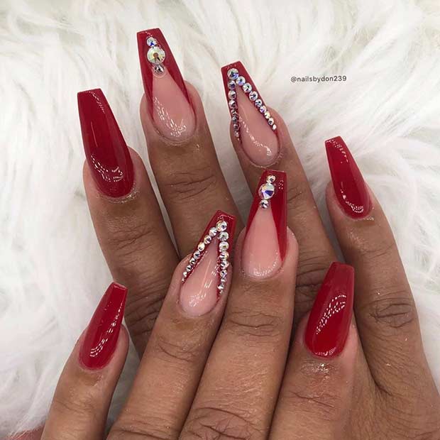 23 Beautiful Ways to Rock Red Coffin Nails - StayGlam