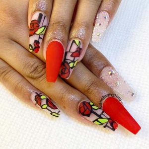 23 Beautiful Ways to Rock Red Coffin Nails - StayGlam