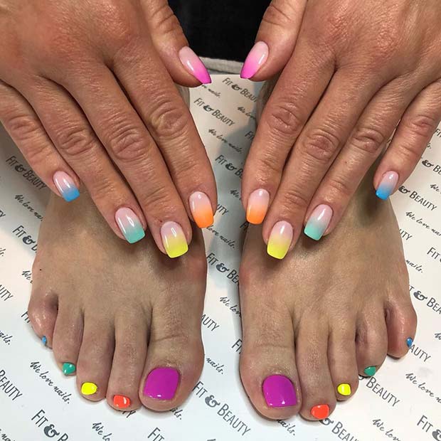 Vibrant Mani and Pedi Idea for Summer 