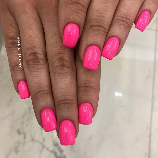 Vibrant Neon Pink Nail Idea