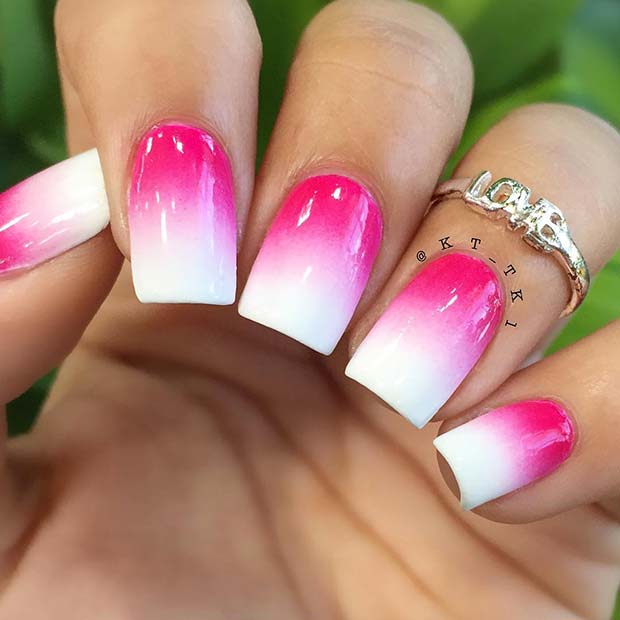 Pink white deals ombre nails