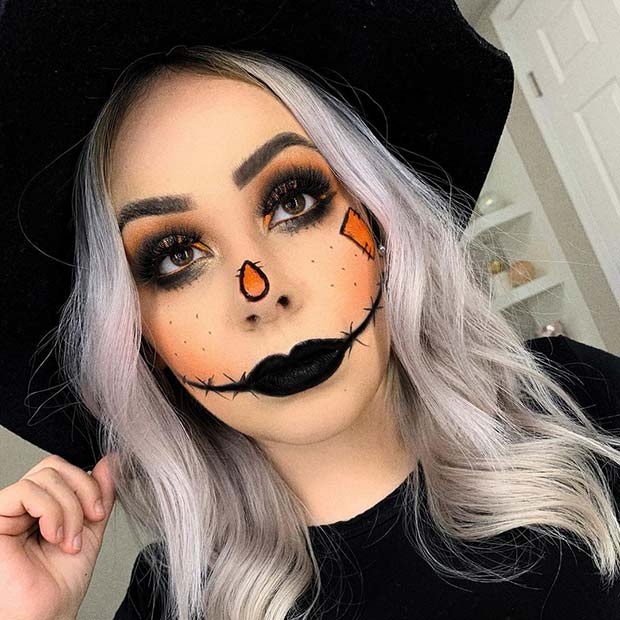 Black and Orange Scarecrow Makeup