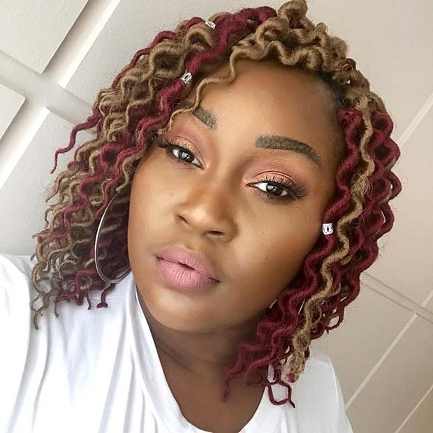 Short Blonde and Red Curly Locs