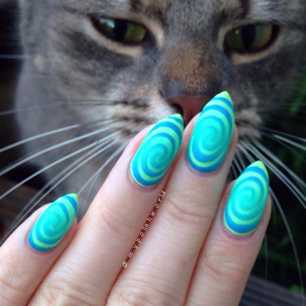 blue swirl nail designs