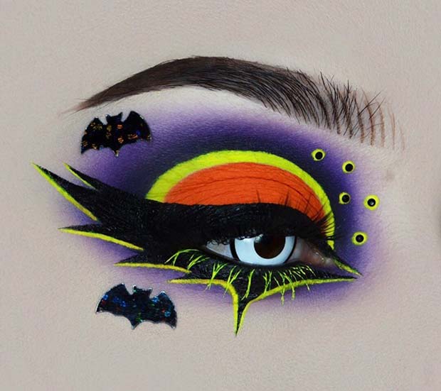 Bold Bat Eye Makeup Idea for Halloween
